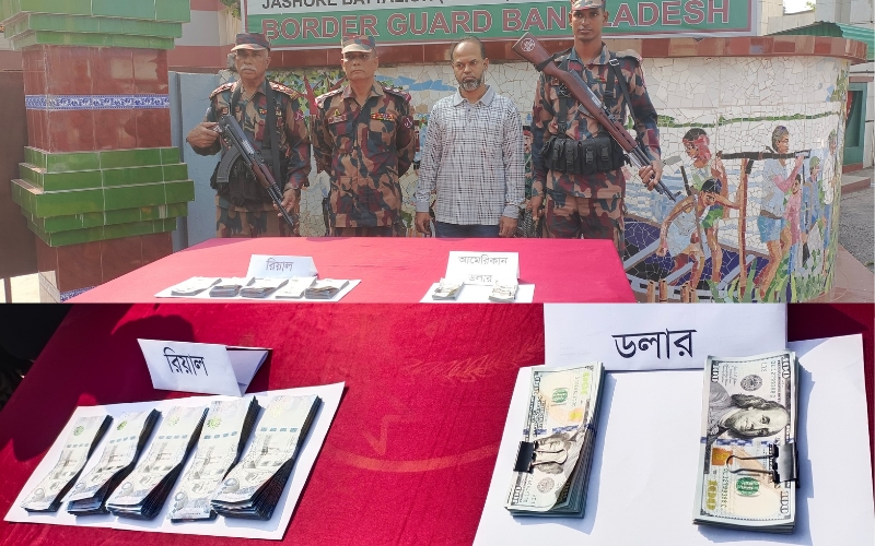 বেনাপোলে বিজিবির অভিযানে পাসপোর্টযাত্রীর কাছ থেকে কোটি টাকার বৈদেশিক মুদ্রা উদ্ধার